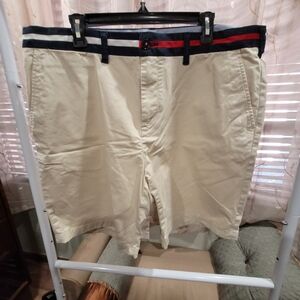 Tommy Hilfiger Tan Shorts with Navy and Red Trim